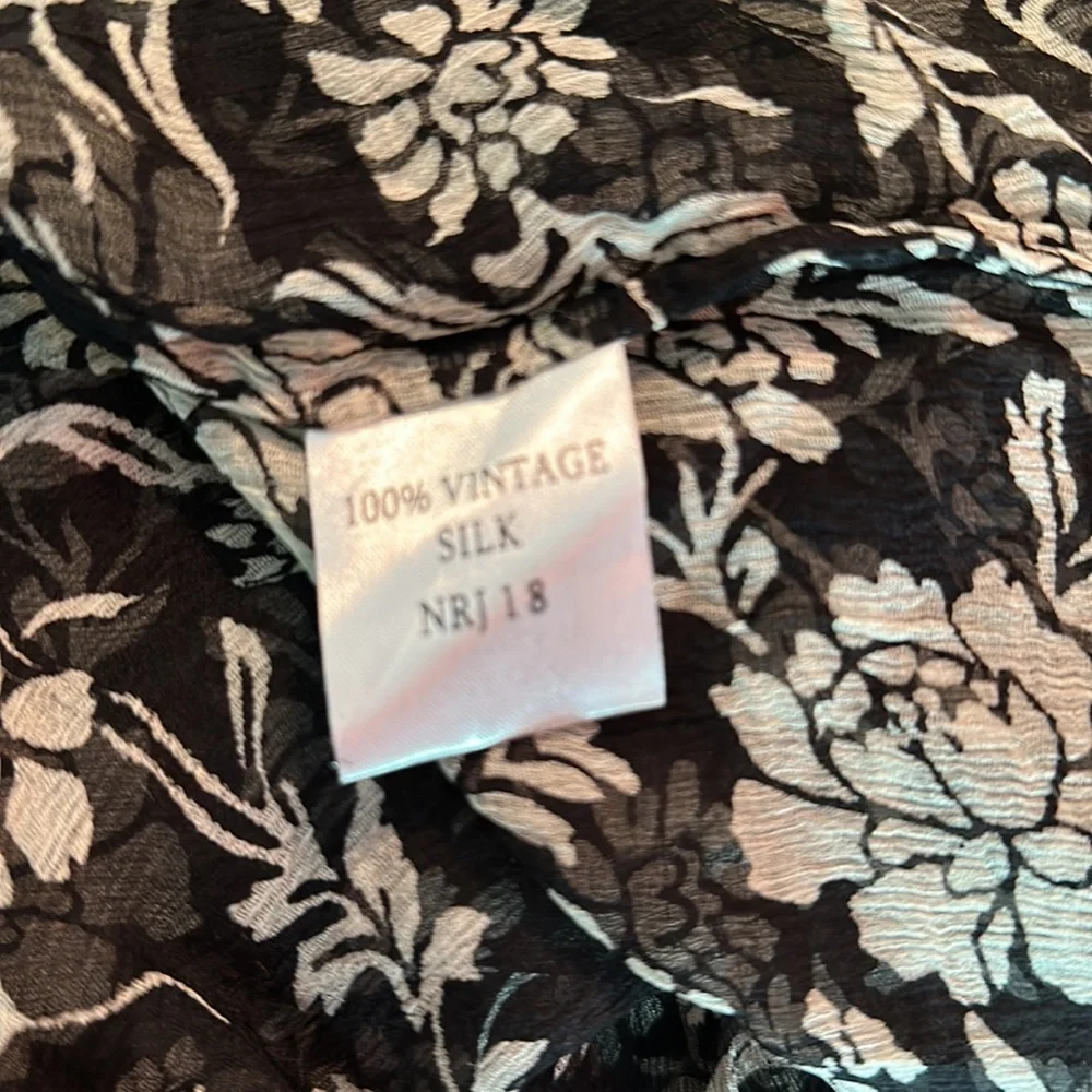 WINTER KATE *Crane* black grey floral silk kimono cardigan top blouse XS/S - Picture 8 of 9